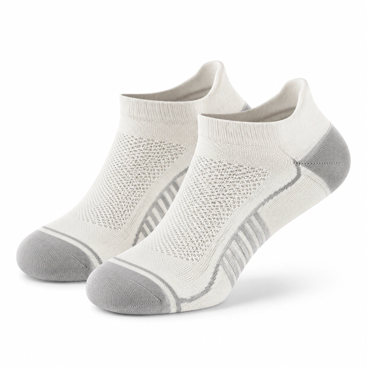 Chaussettes basses 39-42 en maille textile blanc/gris respirantes style sportif