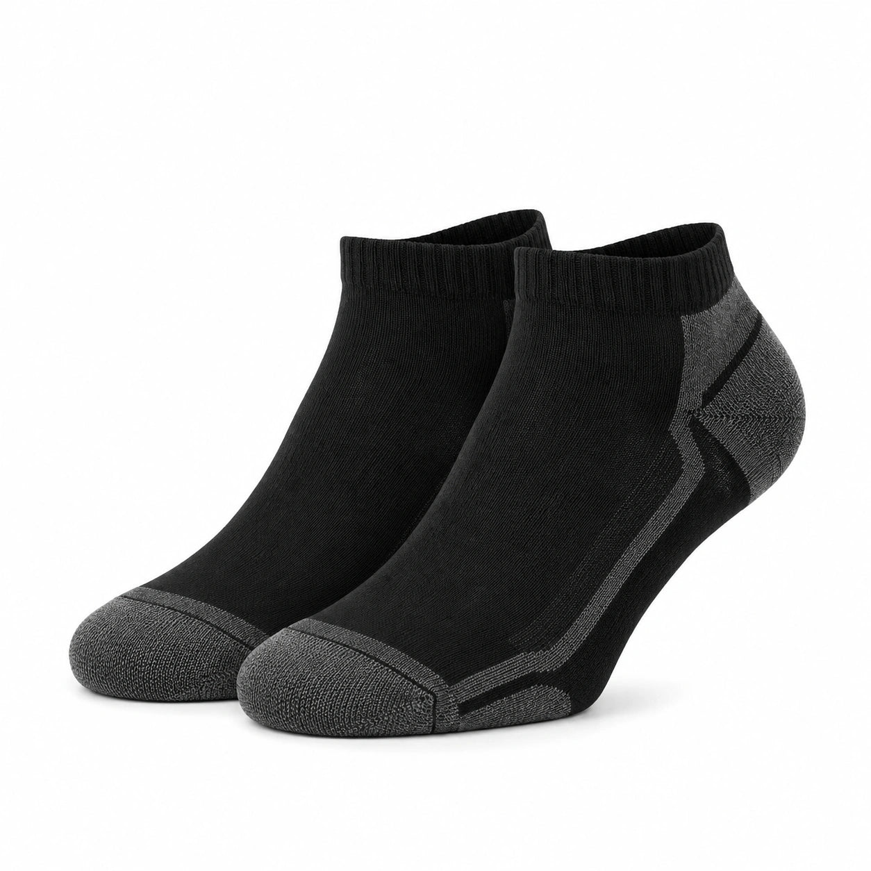 Chaussettes courtes 35-38 en textile noir et gris pour sport style côtelé