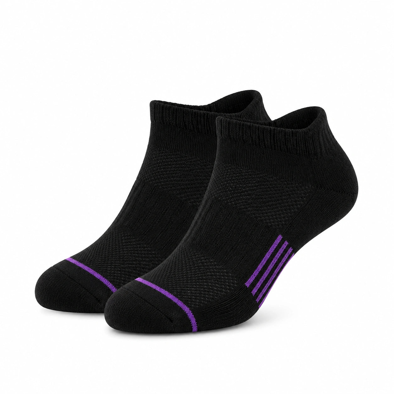 Chaussettes basses 43-46 en textile noir et violet style sportif