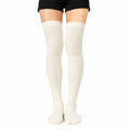 Chaussettes hautes 35-38 en maille blanc cassé style uni