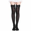 Chaussettes hautes femme taille 39-42 noires avec nœuds style romantique