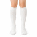 Chaussettes hautes 35-38 blanches en maille ajourée style torsadé