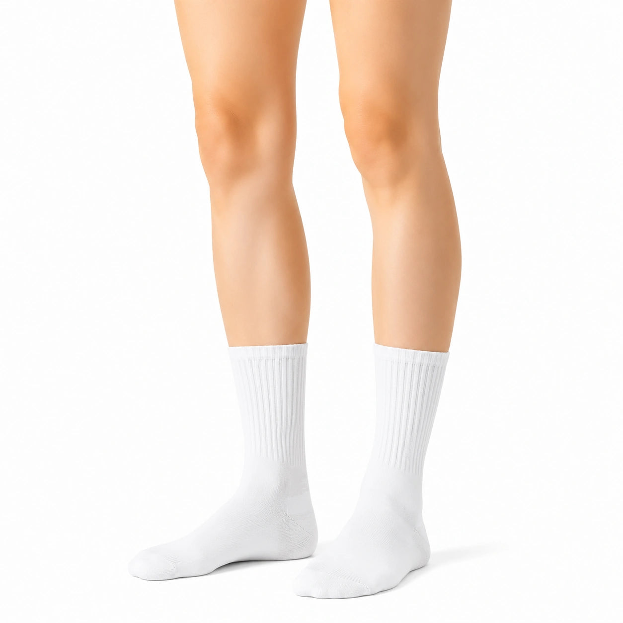 Chaussettes mi-mollet 35-38 textile blanc côtelé usage quotidien