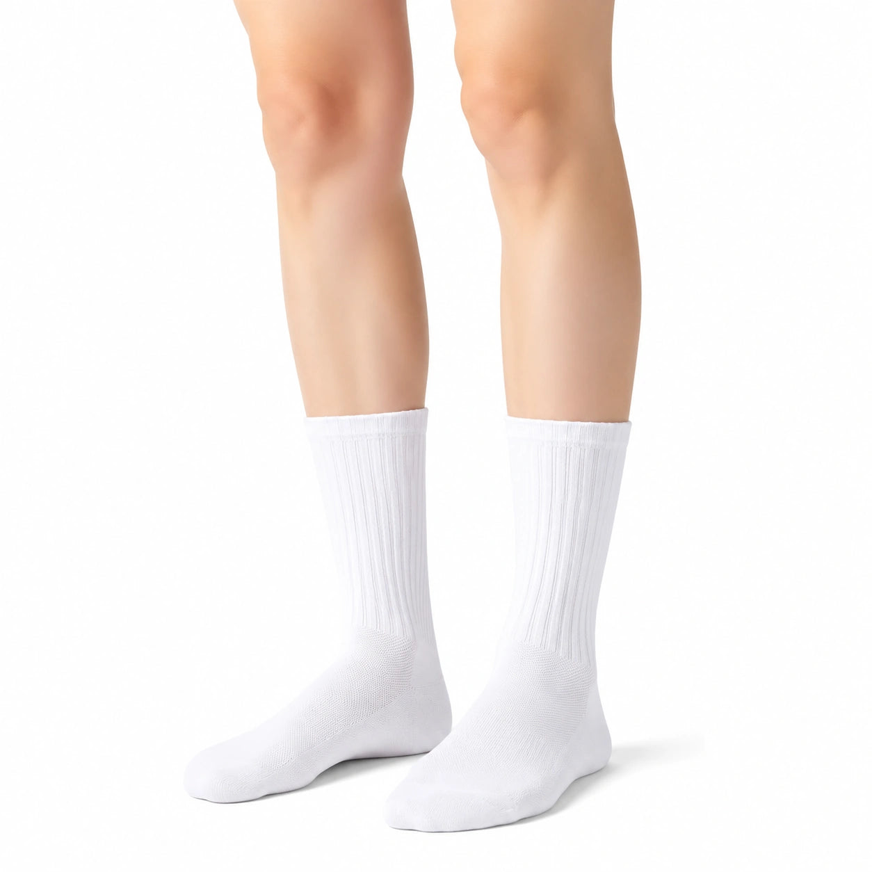Chaussettes mi-mollet 35-38 blanches côtelées en textile pour usage quotidien