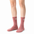 Chaussettes mi-mollet 35-38 en maille textile rose à bord côtelé